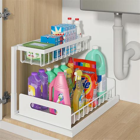 Amazon.com: bukfen Under Sink Organizer, Pull Out Cabinet Organizer 2 ...