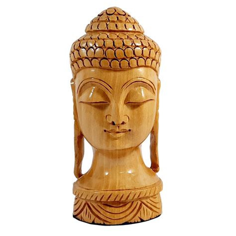 Wooden Carving Buddha Head 5 inch Height (Product Code 1631) at Rs 327.00