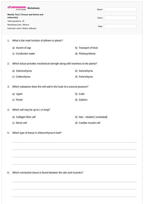 50+ Tissues worksheets for Class 9 on Wayground | Free & Printable