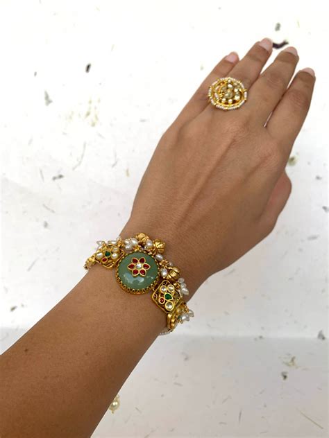 MB903 Stone Inlay Jadau Bracelet – Raj Jewellery