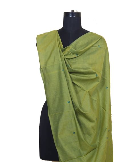 Olive green buti handwoven cotton silk gopalpur dupatta – GoSwadeshi