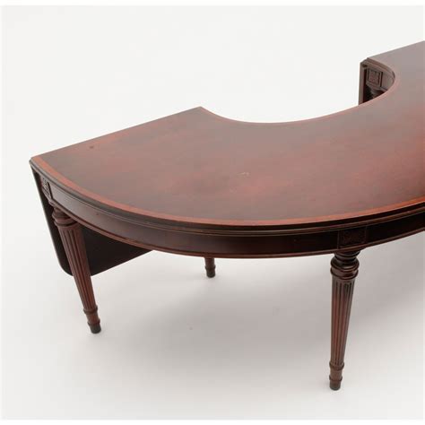 Antique mahogany specialty semi-circle table with two folding leaves ...