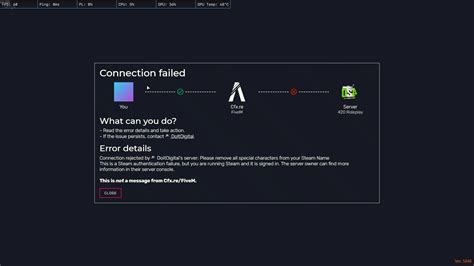 Failed to fetch server variables. Failed to connect to 51.195.61.25 ...