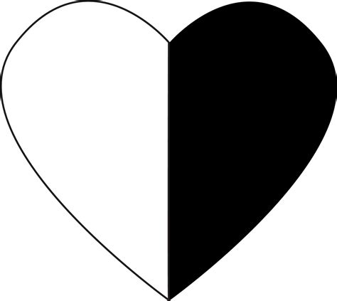 For decoration, a half-black and half-white heart-shaped vector on an ...
