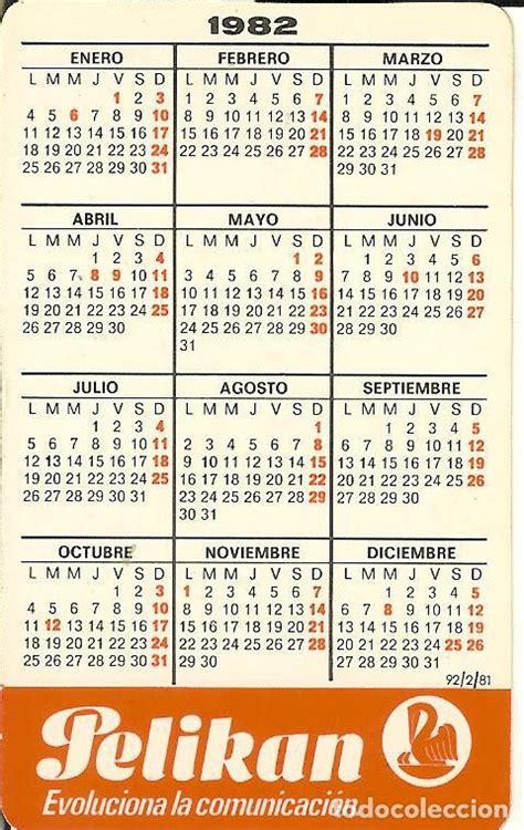 calendario publicitario - 1982 - pelikan - Comprar Calendarios antiguos ...