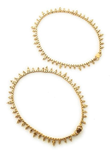 Sasitrends Gold Plated Brass Thin Size Anklet Payal Kolusu Ghungroo for ...