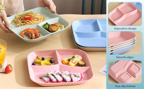 Buy MISTUPT ENTERPRISE Wheat Straw 3-Grid Dinnerware Plate Set ...