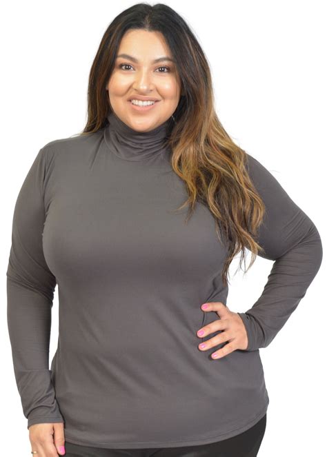 Women's Plus Size Warm Long Sleeve Turtleneck Top | Ultra Soft | Adult ...