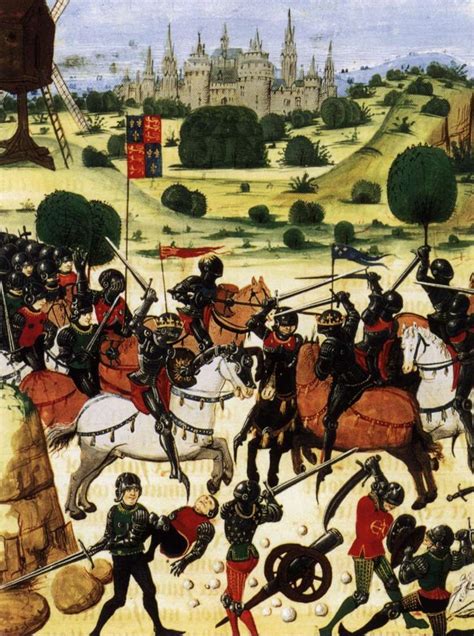 Battle of crecy 1346 with cannon. Made in the 1460s, french styl ...