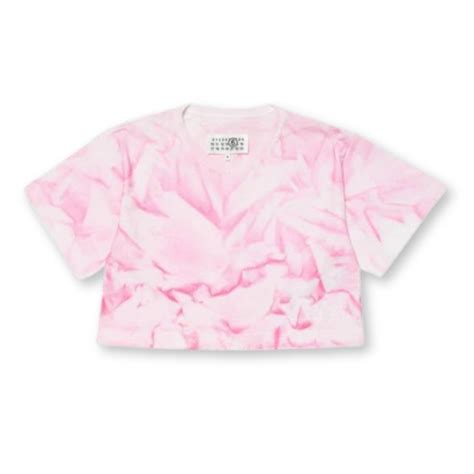 MM6 MAISON MARGIELA – Girls Pink Spray Effect Cropped T-shirt – Little ...