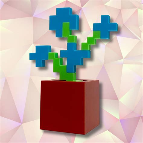 Blue Orchid Minecraft Style Pixel Art Flower for Desk or Window ...