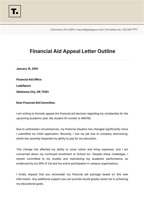 Financial Aid Appeal Letter Template - Ablebionics