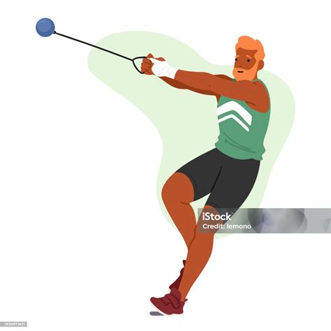 Shot Put Athlete Powerful And Precise Launches A Heavy Metal Ball With Controlled Force ...