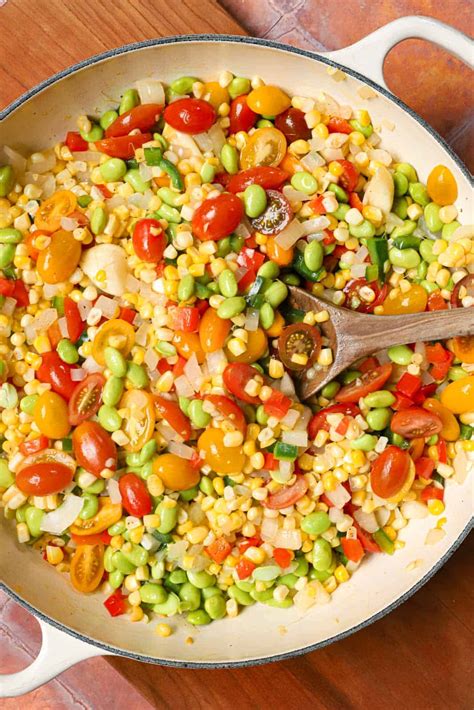 Easy Corn Succotash Recipe With Sweet Summer Corn - Seasoned and Salted