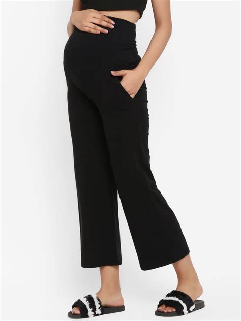 Maternity Wide Leg Bell Bottom Pant - Black