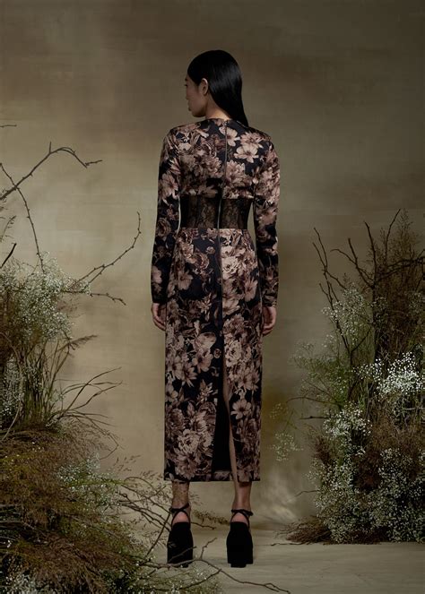 Printed Dress with Lace Corset – ATSU