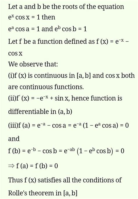 4. show that between any two roots of e' cos x = 1, there exists at ...