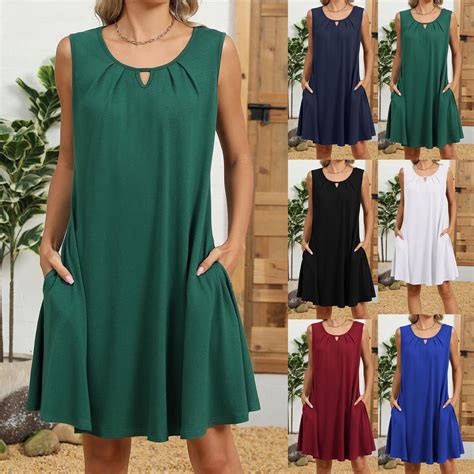 Sentmoon Summer Dresses with Sleeves with Pockets Sleeveless Dresses ...