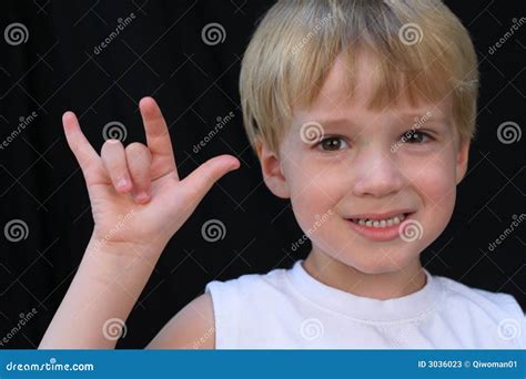 Boy Signing I Love You stock image. Image of signal, five - 3036023