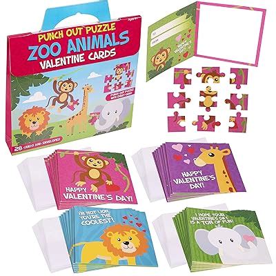 Buy Valentines Cards For Kids | Zoo Animal Punch Out Puzzle Valentines ...