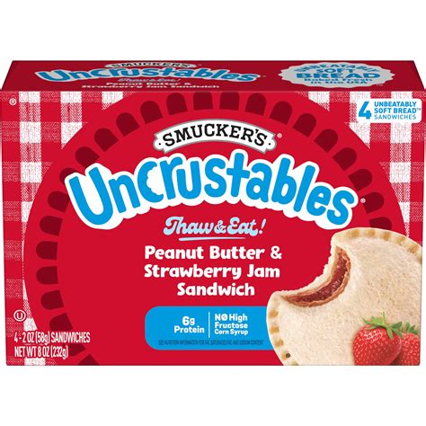 Smucker's Uncrustables Peanut Butter & Strawberry Jam Sandwiches 4 ea 4 ...