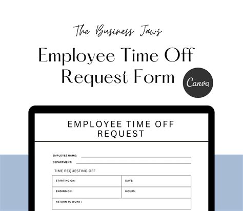 Employee Time off Request Form Template, Time-off Form, Vacation Request Form, Editable Time off ...