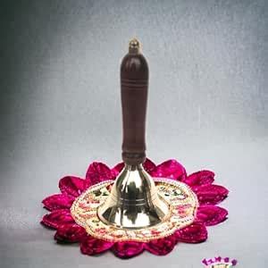 blissful decor Presents Pure Brass Pooja Prayer Bell Ghanti with Wooden ...