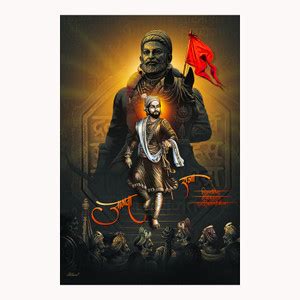 Chatrapati Shivaji Maharaj Poster Big Size Sparkle Coated Self Adhesive ...