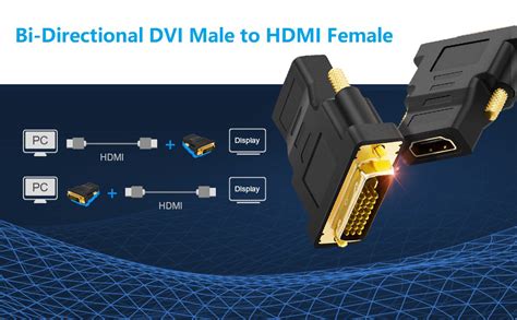 PremiumAV HDMI to DVI Adapter (24+1) Bi-Directional – HDMI Male to DVI ...