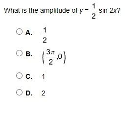 What is the amplitude of y = 1/2 sin 2x? 75 points! - Brainly.in