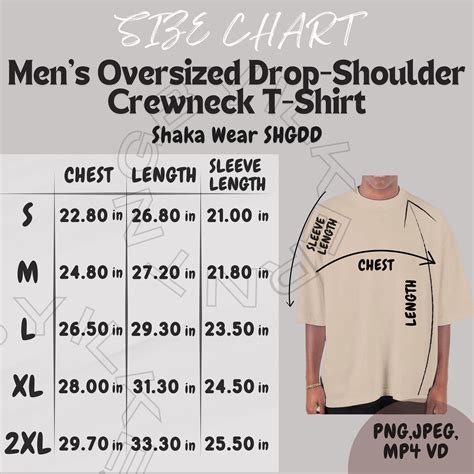 Shaka Wear SHGDD Size Chart | Size Chart for Men's Oversized Drop ...