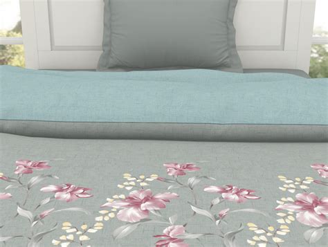 Floral Moon Rock - Grey 100% Cotton Shell Single Quilt / AC Comforter ...