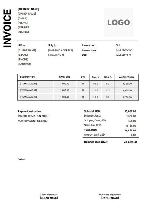 Image result for Web Development Invoice