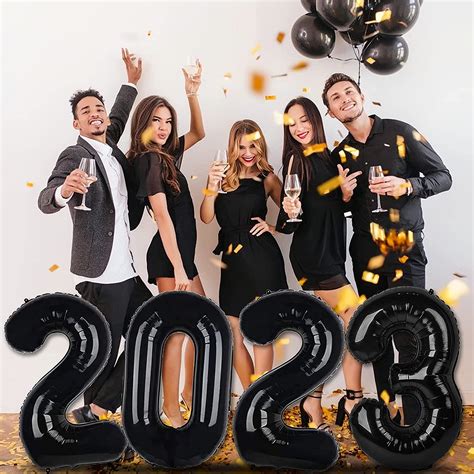 Buy 40 inch Black Number 2023 Balloons, Thickened Big Size Digit Foil ...