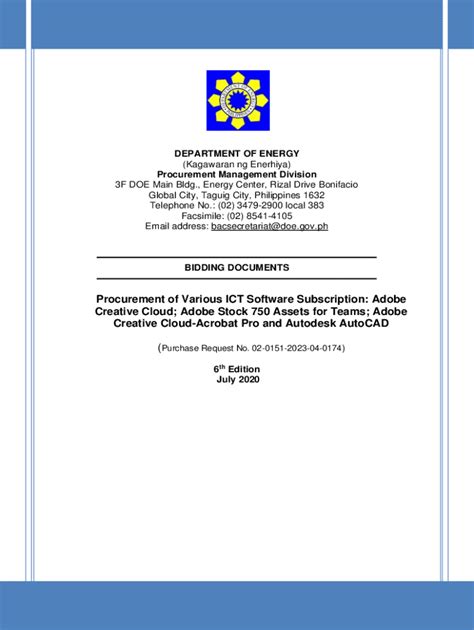 Fillable Online Procurement of Various ICT Software Subscription: Adobe ...