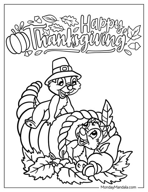 Thanksgiving Coloring Pages For Kids Disney