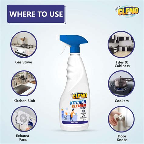 Buy CLENO HEAVY DUTY KITCHEN DEGREASER CLEANER SPRAY REMOVES OIL GREASE ...