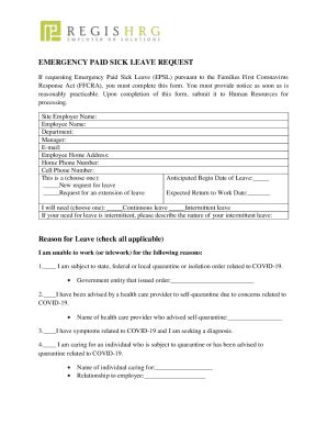 Fillable Online EMPLOYEE REQUEST FOR EMERGENCY PAID SICK ... Fax Email ...