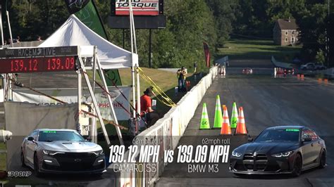 Built Chevy Camaro SS Races Feisty BMW M3, This Roll Race Ends With a .03 MPH Difference ...