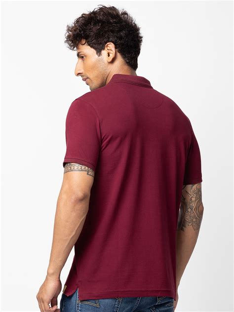 Buy Spykar Rust Polo Collar Half Sleeves Blended T-Shirt For Men Online
