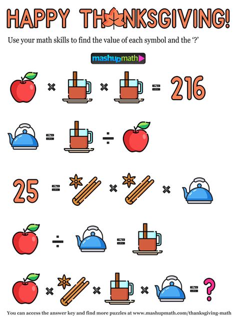 Image result for Thanksgiving Math Activity