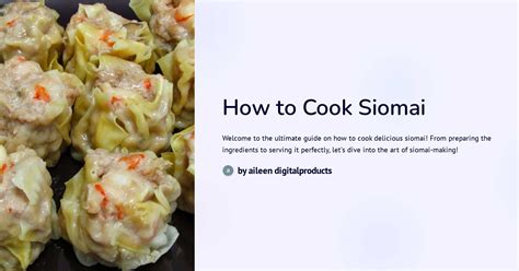 How to Cook Siomai
