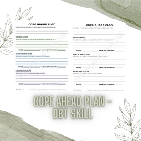 Cope Ahead Plan | DBT Skills | Worksheet | Printable | Mental Health ...