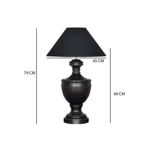 BOTANICA Black Finish Wood Table Lamp With Black Cotton Shade – KAPOOR ...