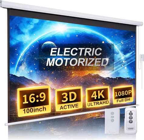 Amazon.com: Motorized Projector Screen Pull Down 100 Inch 16:9 HD ...