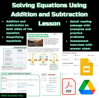 Image result for Solving Equations Using Addition and Subtraction