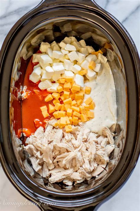 Crock Pot Buffalo Chicken Dip - Saving Room for Dessert