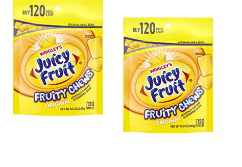 Juicy Fruit Gum, Original Fruity Chews, Sugar Free, 120 Piece Bag - 2 ...