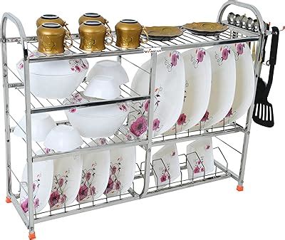 Winstar Stainless Steel 3 Shelf Wall Mount Kitchen Utensils Rack|Dish ...
