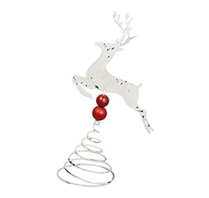 Buy The Bridge Collection Distressed White Metal Deer Tree Topper ...